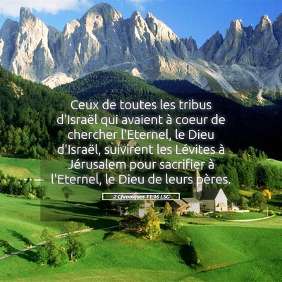 Picture 05 - 2 Chroniques 11:16 LSG - Ceux de toutes les tribus d'Israël qui avaient - Bible Verse Picture