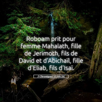 Picture 05 - 2 Chroniques 11:18 LSG - Roboam prit pour femme Mahalath, fille de - Bible Verse Picture