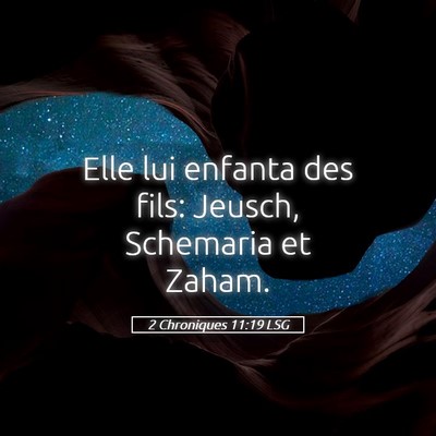 Picture 05 - 2 Chroniques 11:19 LSG - Elle lui enfanta des fils: Jeusch, Schemaria et - Bible Verse Picture