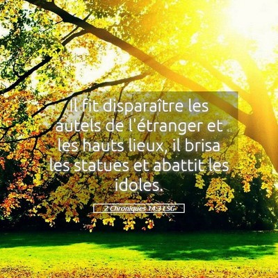 Picture 05 - 2 Chroniques 14:3 LSG - Il fit disparaître les autels de l'étranger et - Bible Verse Picture