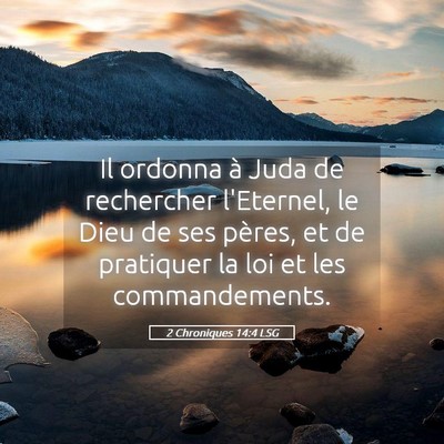 Picture 05 - 2 Chroniques 14:4 LSG - Il ordonna à Juda de rechercher l'Eternel, le - Bible Verse Picture