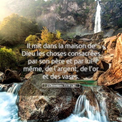 Picture 05 - 2 Chroniques 15:18 LSG - Il mit dans la maison de Dieu les choses - Bible Verse Picture