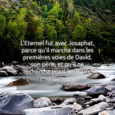 Picture 05 - 2 Chroniques 17:3 LSG - L'Eternel fut avec Josaphat, parce qu'il marcha - Bible Verse Picture