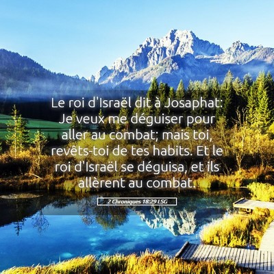 Picture 05 - 2 Chroniques 18:29 LSG - Le roi d'Israël dit à Josaphat: Je veux me - Bible Verse Picture