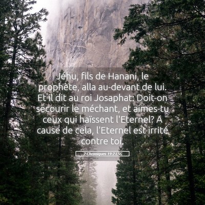 Picture 05 - 2 Chroniques 19:2 LSG - Jéhu, fils de Hanani, le prophète, alla - Bible Verse Picture