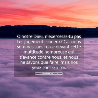 Picture 05 - 2 Chroniques 20:12 LSG - O notre Dieu, n'exerceras-tu pas tes jugements - Bible Verse Picture