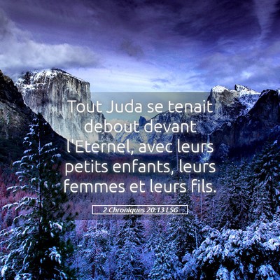 Picture 05 - 2 Chroniques 20:13 LSG - Tout Juda se tenait debout devant l'Eternel, avec - Bible Verse Picture