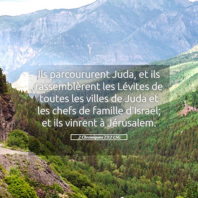 Picture 05 - 2 Chroniques 23:2 LSG - Ils parcoururent Juda, et ils rassemblèrent les - Bible Verse Picture