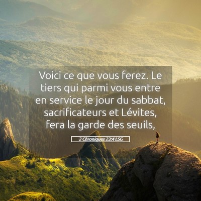 Picture 05 - 2 Chroniques 23:4 LSG - Voici ce que vous ferez. Le tiers qui parmi vous - Bible Verse Picture