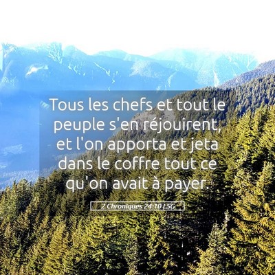 Picture 05 - 2 Chroniques 24:10 LSG - Tous les chefs et tout le peuple s'en - Bible Verse Picture