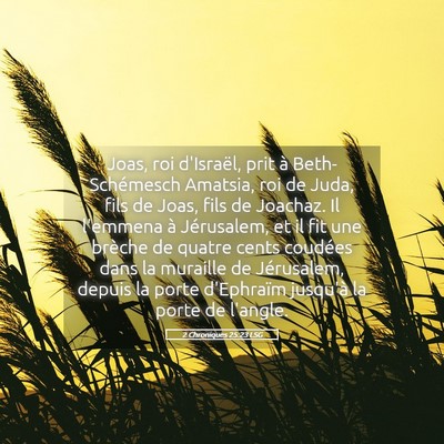 Picture 05 - 2 Chroniques 25:23 LSG - Joas, roi d'Israël, prit à Beth-Schémesch - Bible Verse Picture