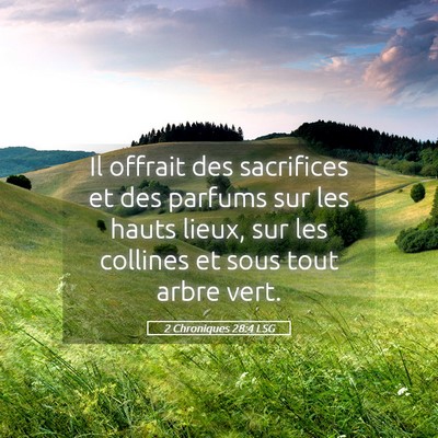 Picture 05 - 2 Chroniques 28:4 LSG - Il offrait des sacrifices et des parfums sur les - Bible Verse Picture