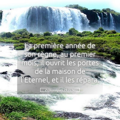 Picture 05 - 2 Chroniques 29:3 LSG - La première année de son règne, au premier - Bible Verse Picture