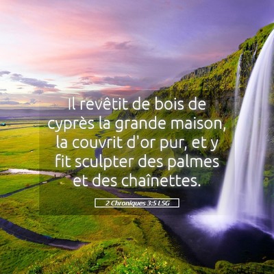 Picture 05 - 2 Chroniques 3:5 LSG - Il revêtit de bois de cyprès la grande maison, - Bible Verse Picture