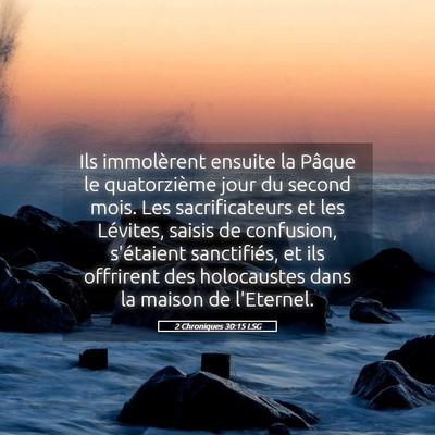 Picture 05 - 2 Chroniques 30:15 LSG - Ils immolèrent ensuite la Pâque le quatorzième - Bible Verse Picture