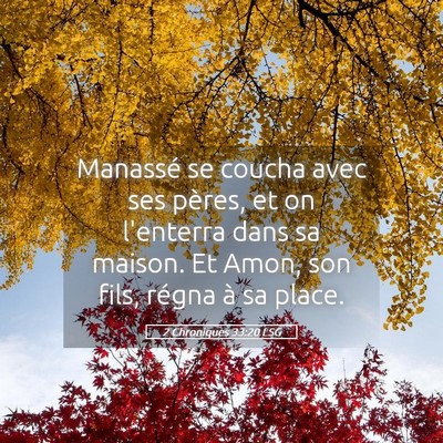 Picture 05 - 2 Chroniques 33:20 LSG - Manassé se coucha avec ses pères, et on - Bible Verse Picture