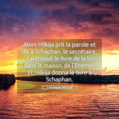 Picture 05 - 2 Chroniques 34:15 LSG - Alors Hilkija prit la parole et dit à Schaphan, - Bible Verse Picture