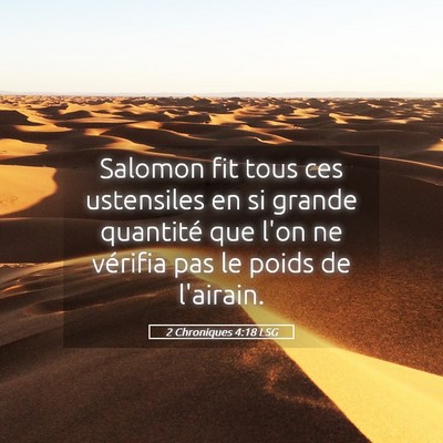 Picture 05 - 2 Chroniques 4:18 LSG - Salomon fit tous ces ustensiles en si grande - Bible Verse Picture