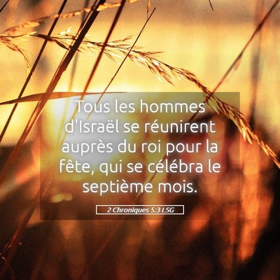Picture 05 - 2 Chroniques 5:3 LSG - Tous les hommes d'Israël se réunirent auprès - Bible Verse Picture