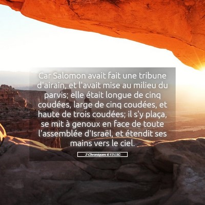 Picture 05 - 2 Chroniques 6:13 LSG - Car Salomon avait fait une tribune d'airain, et - Bible Verse Picture