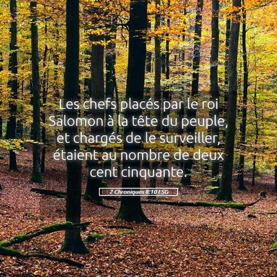 Picture 05 - 2 Chroniques 8:10 LSG - Les chefs placés par le roi Salomon à la tête - Bible Verse Picture