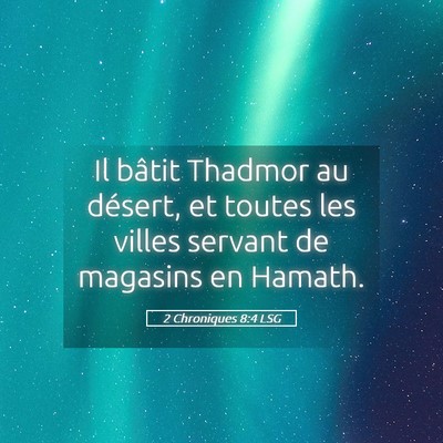Picture 05 - 2 Chroniques 8:4 LSG - Il bâtit Thadmor au désert, et toutes les - Bible Verse Picture