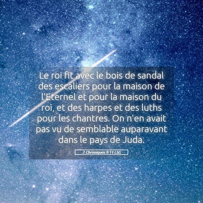 Picture 05 - 2 Chroniques 9:11 LSG - Le roi fit avec le bois de sandal des escaliers - Bible Verse Picture