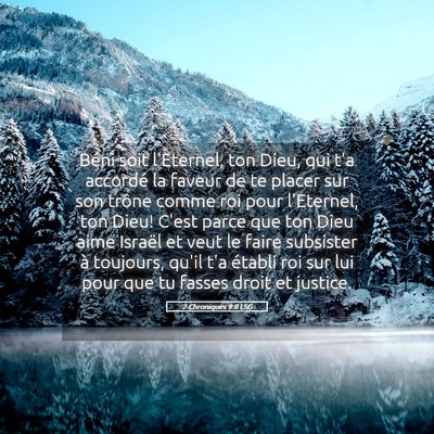 Picture 05 - 2 Chroniques 9:8 LSG - Béni soit l'Eternel, ton Dieu, qui t'a accordé - Bible Verse Picture