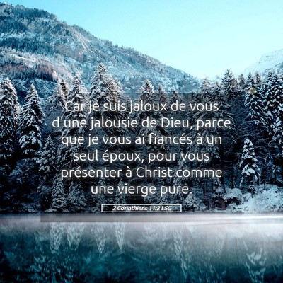 Picture 05 - 2 Corinthiens 11:2 LSG - Car je suis jaloux de vous d'une jalousie de - Bible Verse Picture