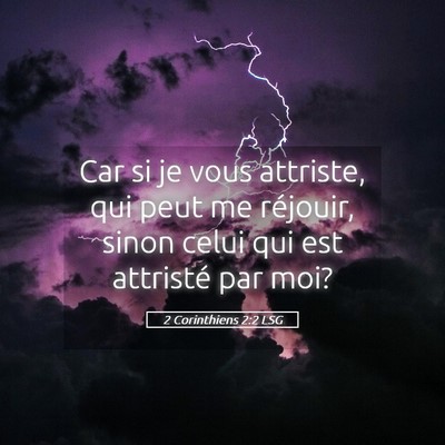 Picture 05 - 2 Corinthiens 2:2 LSG - Car si je vous attriste, qui peut me réjouir, - Bible Verse Picture
