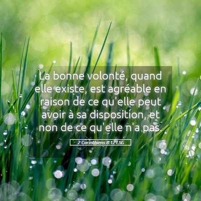 Picture 05 - 2 Corinthiens 8:12 LSG - La bonne volonté, quand elle existe, est - Bible Verse Picture
