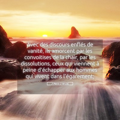 Picture 05 - 2 Pierre 2:18 LSG - Avec des discours enflés de vanité, ils - Bible Verse Picture