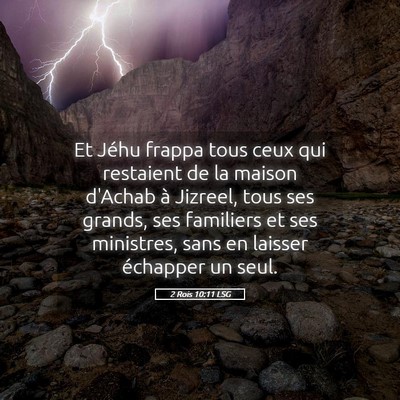 Picture 05 - 2 Rois 10:11 LSG - Et Jéhu frappa tous ceux qui restaient de la - Bible Verse Picture