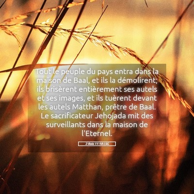 Picture 05 - 2 Rois 11:18 LSG - Tout le peuple du pays entra dans la maison de - Bible Verse Picture