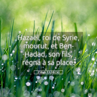 Picture 05 - 2 Rois 13:24 LSG - Hazaël, roi de Syrie, mourut, et Ben-Hadad, son - Bible Verse Picture