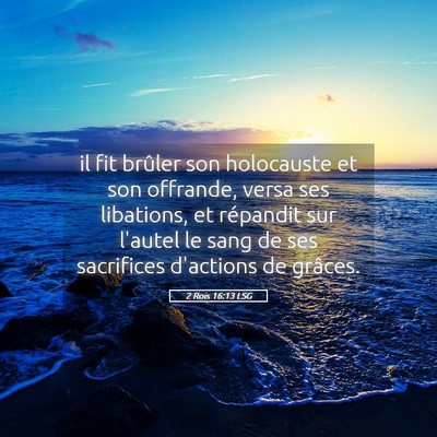 Picture 05 - 2 Rois 16:13 LSG - il fit brûler son holocauste et son offrande, - Bible Verse Picture