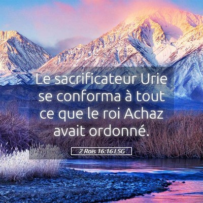 Picture 05 - 2 Rois 16:16 LSG - Le sacrificateur Urie se conforma à tout ce que - Bible Verse Picture