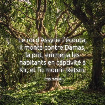 Picture 05 - 2 Rois 16:9 LSG - Le roi d'Assyrie l'écouta; il monta contre - Bible Verse Picture