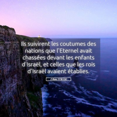 Picture 05 - 2 Rois 17:8 LSG - Ils suivirent les coutumes des nations que - Bible Verse Picture