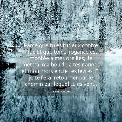 Picture 05 - 2 Rois 19:28 LSG - Parce que tu es furieux contre moi, Et que ton - Bible Verse Picture