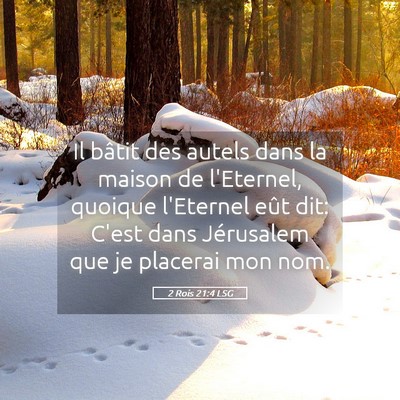 Picture 05 - 2 Rois 21:4 LSG - Il bâtit des autels dans la maison de l'Eternel, - Bible Verse Picture