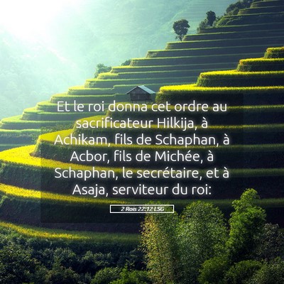 Picture 05 - 2 Rois 22:12 LSG - Et le roi donna cet ordre au sacrificateur - Bible Verse Picture