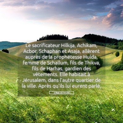 Picture 05 - 2 Rois 22:14 LSG - Le sacrificateur Hilkija, Achikam, Acbor, - Bible Verse Picture