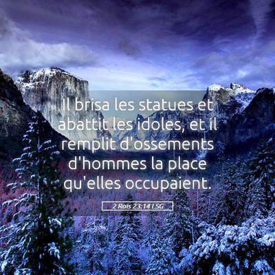 Picture 05 - 2 Rois 23:14 LSG - Il brisa les statues et abattit les idoles, et il - Bible Verse Picture