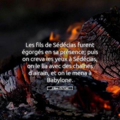 Picture 05 - 2 Rois 25:7 LSG - Les fils de Sédécias furent égorgés en sa - Bible Verse Picture