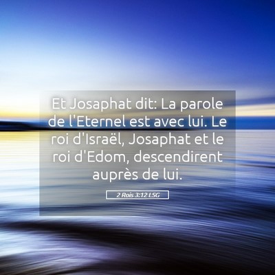 Picture 05 - 2 Rois 3:12 LSG - Et Josaphat dit: La parole de l'Eternel est avec - Bible Verse Picture