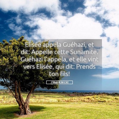 Picture 05 - 2 Rois 4:36 LSG - Elisée appela Guéhazi, et dit: Appelle cette - Bible Verse Picture