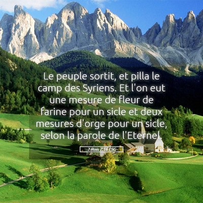 Picture 05 - 2 Rois 7:16 LSG - Le peuple sortit, et pilla le camp des Syriens. - Bible Verse Picture
