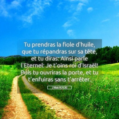 Picture 05 - 2 Rois 9:3 LSG - Tu prendras la fiole d'huile, que tu répandras - Bible Verse Picture