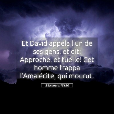 Picture 05 - 2 Samuel 1:15 LSG - Et David appela l'un de ses gens, et dit: - Bible Verse Picture